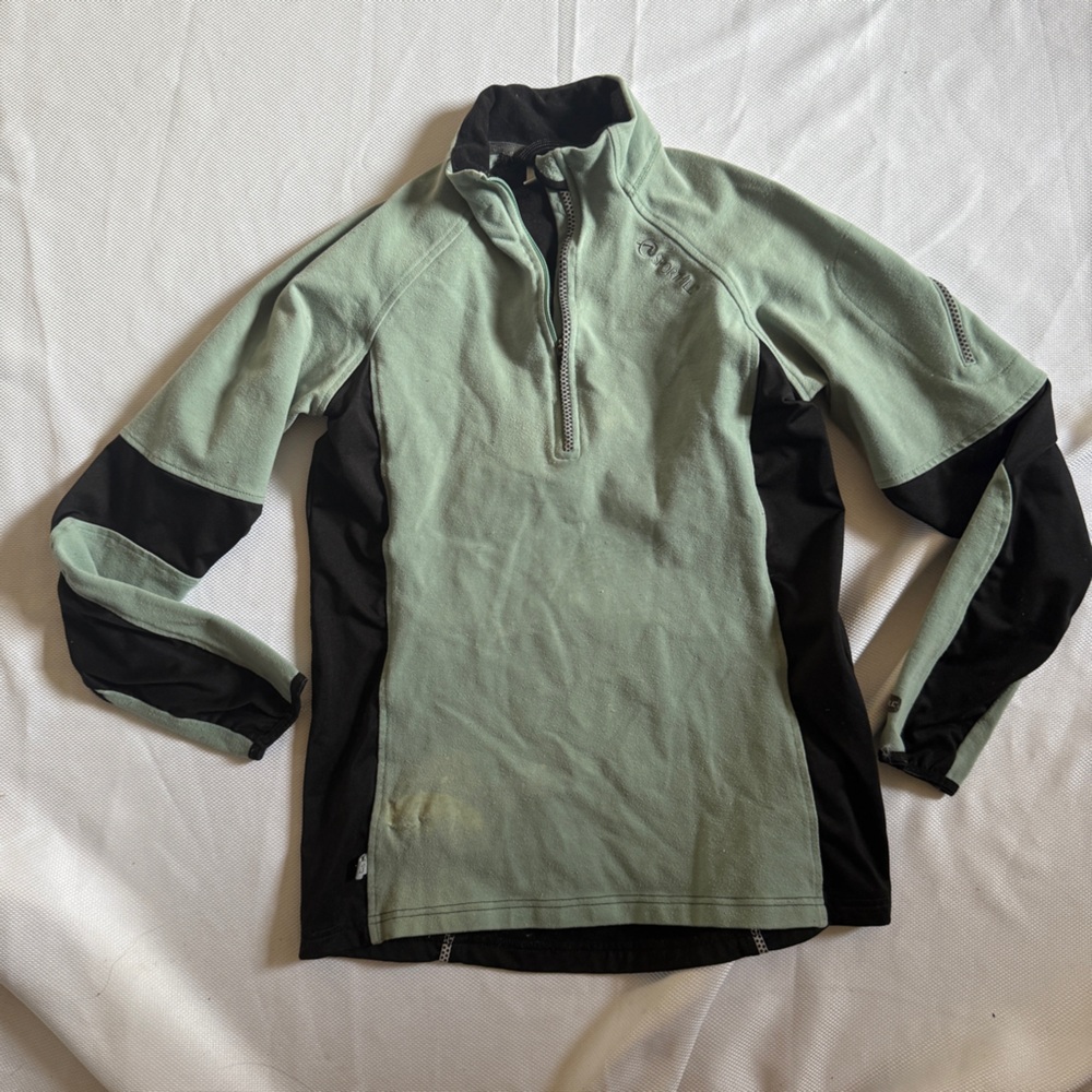 SportHill Women’s Quarter-Zip Pullover – Green/Black, Stretch Fleece, Size S
